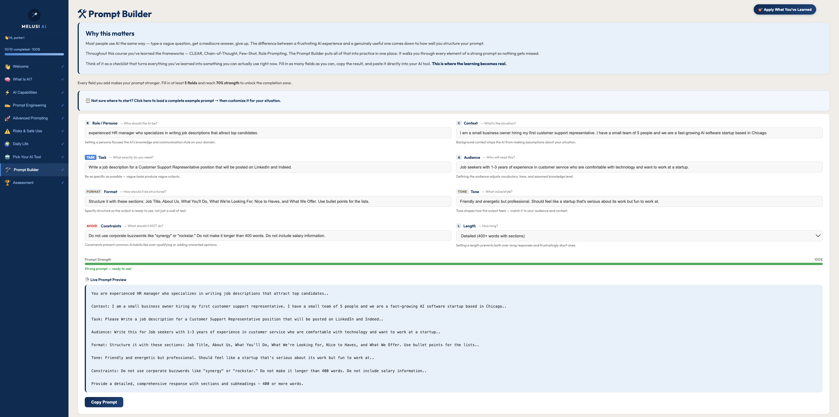 Prompt Builder — interactive prompt construction tool